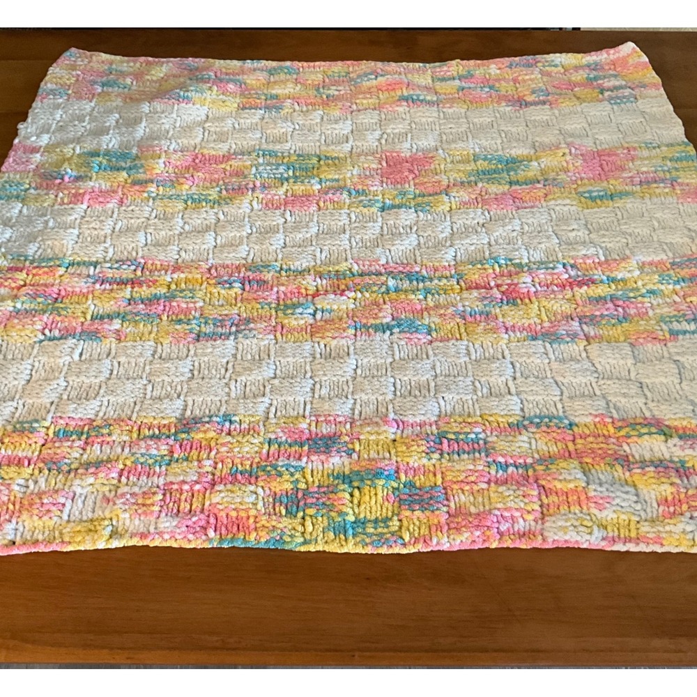 Handmade Knit Throw Baby Blanket Pastel Colors Lap‎ Blanket Cozy Soft Granny